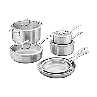 ZWILLING Spirit 3-ply 10-pc Stainless Steel Pots and Pans Set, Dutch Oven, Fry Pan,Silver