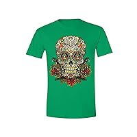 Men's Sugar Skull Tree Ugly Christmas Crewneck Short Sleeve T-Shirt