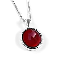 HENRYKA 925 Sterling Silver & Natural Gemstone Classic Oval Necklace | Minimal Pendant | Birthstone Gifts | Hypoallergenic Women's Jewellery with Gift Box