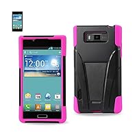Reiko Silicon Case/Protector Cover for LG Splendor US730 - Non-Retail Packaging - Black/Hot Pink