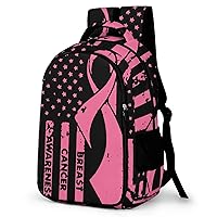 Breast Cancer Awareness Flag Travel Laptop Backpack Durable Computer Bag Casual Daypack Work Backpack for Women & Men