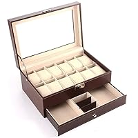 Watch Box Watch Box Lid 12 Watches Jewelry Collection Case Display Glass Top Jewelry Case Organizer Bracelet Collection Watch Organizer Collection