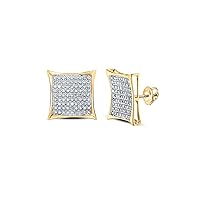 10K Yellow Gold Diamond Princess Screwback Earrings 3/8 Ctw.