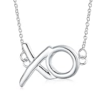 Bling Jewelry Minimalist Hugs And Kisses XO Station Pendant Necklace For Women For Teen .925 Sterling Silver With Chain