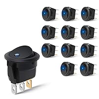 Nilight 12PCS 12V Blue Round Toggle LED Switch 20A 12V DC On/Off SPST for Car Truck Rocker On-Off Control,2 Years Warranty