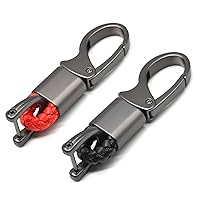 Car Key Fob Keychains Leather Holder Key Chain Sturdy Metal with D-Ring for Men and Women 2 Pack, 1 Pack Black & 1 Pack Red, 360 Degree Rotatable, with Screwdriver