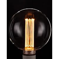 Vintage Globe LED Light Bulb, Giant Round Dimmable Clear RN(Retro&Novelty) G125/G40, Virtual Filament, Large Edison 3.5W 2200K Soft Warm Mood Lighting(Not Daylight White), E26 Medium Base