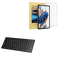 SPARIN 3 Pack Screen Protector for Samsung Galaxy Tab A8 10.5 Inch Bundle with Portable Keyboard for Samsung Tablet&Laptop&Phone