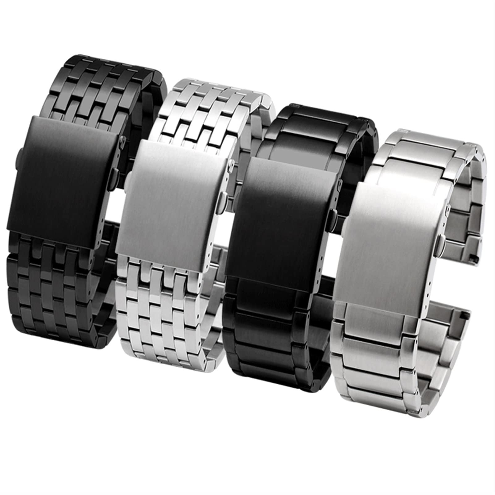 AEMALL Stainless Steel Watch Strap for Diesel DZ4316 DZ7395 7305 4209 4215 Men Metal Solid Wrist Watchband Bracelet 24mm 26mm 28mm 30mm Watchbands (Color : A Black, Size : 30mm)