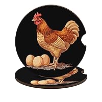 Chicken Egg Laying Hen Cute Car Cupholder Coaster 2.56 Inch Drink Absorbent Coaster Auto Interior Accessories