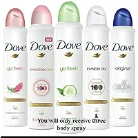 Dove body spray Anti-Perspirant/Anit-Transpirant (3X250ml/8.5oz, Mix within the avialble kinds)