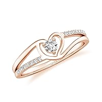 Natural 1.7mm Diamond Promise Ring Heart Shaped for Women Girls in Sterling Silver / 14K Solid Gold