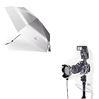 Camera Rain Cover + Reflective Umbrella：2 Pack Clear Camera Rain Cover with Photographic Reflective Umbrella