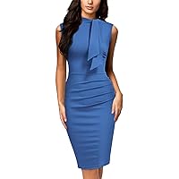 Miusol Women's Retro 1950s Style Half Collar Ruffle Cocktail Pencil Dress