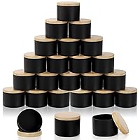 24 Pack Candle Tins, 8 OZ Matte Black Candle Jars with Lids, Metal Candle Container for Candle Making, Bulk Round Candle Mold Vessel Supplies for Storage, Christmas Candle Gift