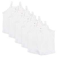 HonestBaby 5-Pack Cami Tops Sleeveless T-Shirts 100% Organic Cotton for Infant and Toddler Baby Girls