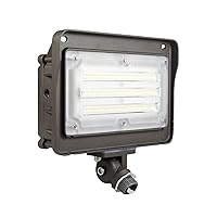 LED Flood Light Dusk to Dawn, 180° Adjustable Arm, 50W (250W Equivalent), Waterproof Outdoor Security Lighting Fixtures, 5000K 6500lm 100-277Vac ETL Qualified DLC Listed