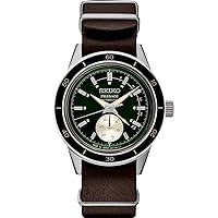 SEIKO Men's Green Dial Brown Leather Band Automatic Watch