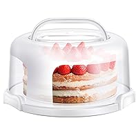Cake Container, Cake Carrier with Lid and Handle BPA-Free Cake Holder for 10 inch Cake with 2 Handles Cupcake Carrier - Plastic Cover Two Sided Base for Transport Pies Nuts Fruit Perfect Gifts