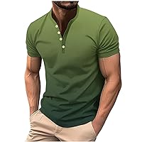 Men's Polo Shirts 2024 Summer Short Sleeve Casual Stylish Golf Polo T Shirts Color Block Slim Fit Collarless Tees