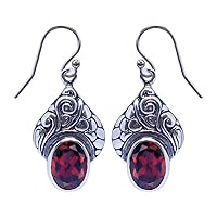 Red Garnet Gemstone Fine Handmade 925 Sterling Silver Filigree Fashion Drop Dangle Earring for Women Unique Designer Ethnic Tribal Earring Jewelry