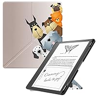 Slimshell Case for Kindle Scribe 10.2” 2022 Released, Origami Standing Lightweight PU Leather Stand Smart Cover with Auto Sleep Wake Feature for Kindle Scribe 10.2 inch with Pen Holder (Dogs Family)