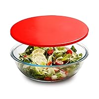 NUTRIUPS 4.76 Quart Large Glass Salad Bowl with Lid, Large Mixing Bowl for Pasta and Serving