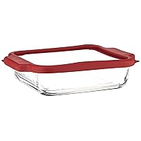 Anchor Hocking Glass Baking Dishes for Oven, 8 Inch Square Glass Cake Pan with TrueFit Cherry Lid