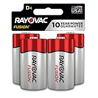 Rayovac D Batteries, Fusion Premium D Cell Battery Alkaline, 4 Count