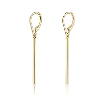 18K Gold Long Vertical Bar Drop Dangle Earring Minimal Long Circle Bar Earrings Geometric jewelry for Women Girls