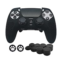 Controller Silicone Cover and Stick Caps for PS5 DualSense Edge Wireless Controller,Anti-Slip Protector Skin and 10 Thumb Grip Caps Accessories for Playstation5 Edge Controller (black)