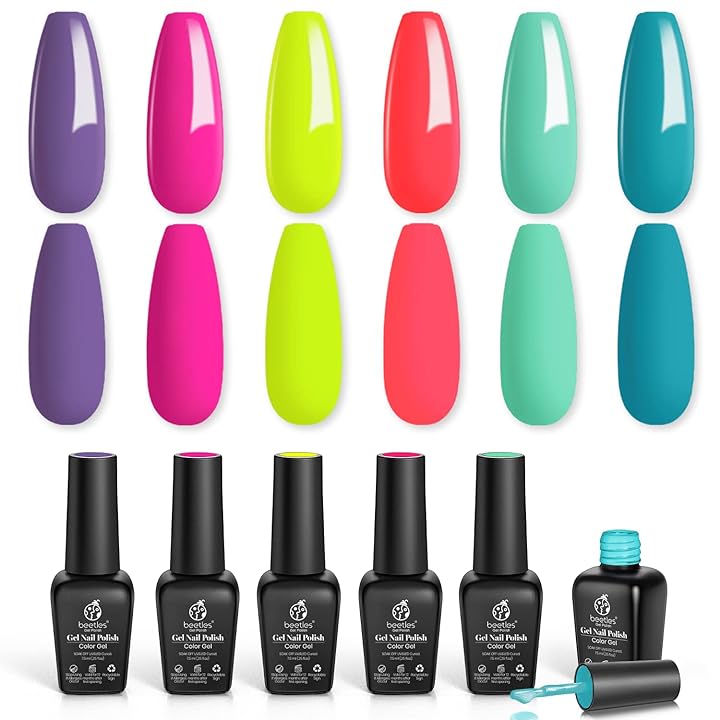 Mua Beetles Gel Nail Polish Set, Forever Young Collection Turquoise Purple  Blue Neon Yellow Gel Polish Hot Pink Gel Nail Lacquer Kit Halloween Nails  Gift for Women Nail Art Manicure Nails DIY