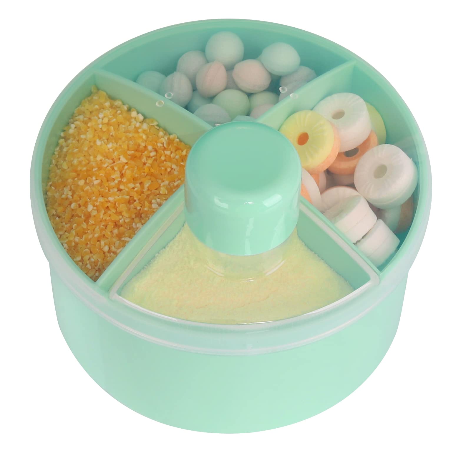 Accmor Baby Milk Powder Formula Dispenser, Formula Dispenser On The Go, Non-Spill Rotating Four-Compartment Formula Dispenser and Snack Storage Container for Infant Toddler Travel Outdoor