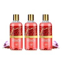 Vaadi Herbals Shower Gel - Sulfate-Free - Herbal Body Wash Both For Men And Women - 300 Ml (10.14 Fl Oz) - (Luxurious Saffron) (3 Bottles)