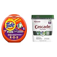 Tide PODS 3 in 1 HE Turbo Laundry Detergent Pacs, Spring Meadow Scent, 81 ct & Cascade Platinum Dishwasher Pods, Actionpacs Dishwasher Detergent, Fresh Scent, 62 ct