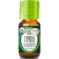 Healing Solutions Oils - 0.33 oz Cypress Essential Oil Organic, Pure, Undiluted Cypress Oil for Hair Diffuser Skin - 10ml