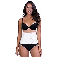 POSTPARTUM SLIM & SUPPORT: This postpartum body shaper helps slim and support your belly, waist, and hips. With the latex-free Power Compress Core™, our post partum waist binder promote mobility, ease back pain, and offer support while exercising, Cream, Small
