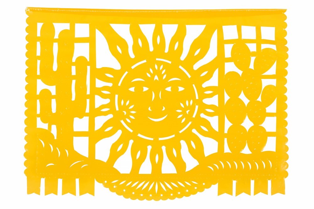 Paper Full of Wishes Festival Mexicano Large Plastic Papel Picado Banner, 9 Multi-Colored Panels 15 feet Long