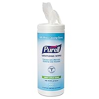 PURELL 911112EA Premoistened Hand Sanitizing Wipes, Cloth, 5 3/4-Inch x 7-Inch , 100/Canister