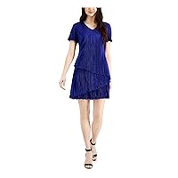 Connected Apparel Womens Petites Pleated Tiered Sheath Dress