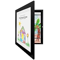 Front Loading Kids Art Frame in Black - 8.5x11 Picture Frame with Mat and 10x12.5 Without Mat - Kids Artwork Frames Changeable Display - Frames for Kids Artwork Holds 100 Pieces