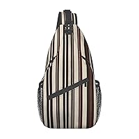 Brown Stripe Crossbody Bags Sling Backpackï¼ŒMultipurpose Cross body Shoulder Bag for Men and Women Chest Bag Travel Hiking Daypack