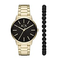 Armani Exchange Watch for Men, Three Hand Movement, 42 mm Gold Stainless Steel Case with a Stainless Steel Strap, AX7119