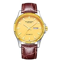 Guanqin Men's Day Date Luminous Analogue Japanese Miyoda 8215 Automatic Self-Winding Mechanical Watch with Stainless Steel / Leather Strap