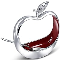 Zion Judaica Rosh Hashanah Apple Shaped Honey Dish with Dipping Spoon Jewish New Year Table Decor Artistic Carved Apple Honey Plate for Rosh Hashunah Passover Seder Charost Plate Decorative Honey Jar