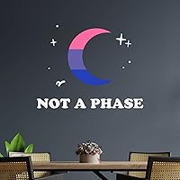 Wall Stickers Not A Phase Bisexual Transgender Moon Decal for Wall Rainbow Pride Gay Lesbian Same Sex LGBTQ Wall Decor Vinyl Decals Removable Wall Decal Murals Art Living Room Bedroom 16 inch