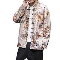 Autumn Spring Chinese Style Men's Clothing Coil Button Coat Stand Collar Tops Tang Trend Traditional Clothes