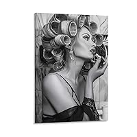 Vintage Hair Salon Posters, Black And White Vintage Hair, Curly Hair Beauty Wall Art Poster Wall Art Paintings Canvas Wall Decor Home Decor Living Room Decor Aesthetic Prints 16x24inch(40x60cm) Frame