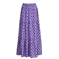 Women's Bohemian Style Elastic Waist Band Cotton Linen Maxi Skirt