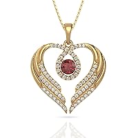925 Sterling Silver Forever Heart Natural Gemstone or Created Pendant Necklace Gold and Rhodium Plated, Fine Jewelry Gifts for Women, Round Cut 5MM Gemstone, 18''+2''
